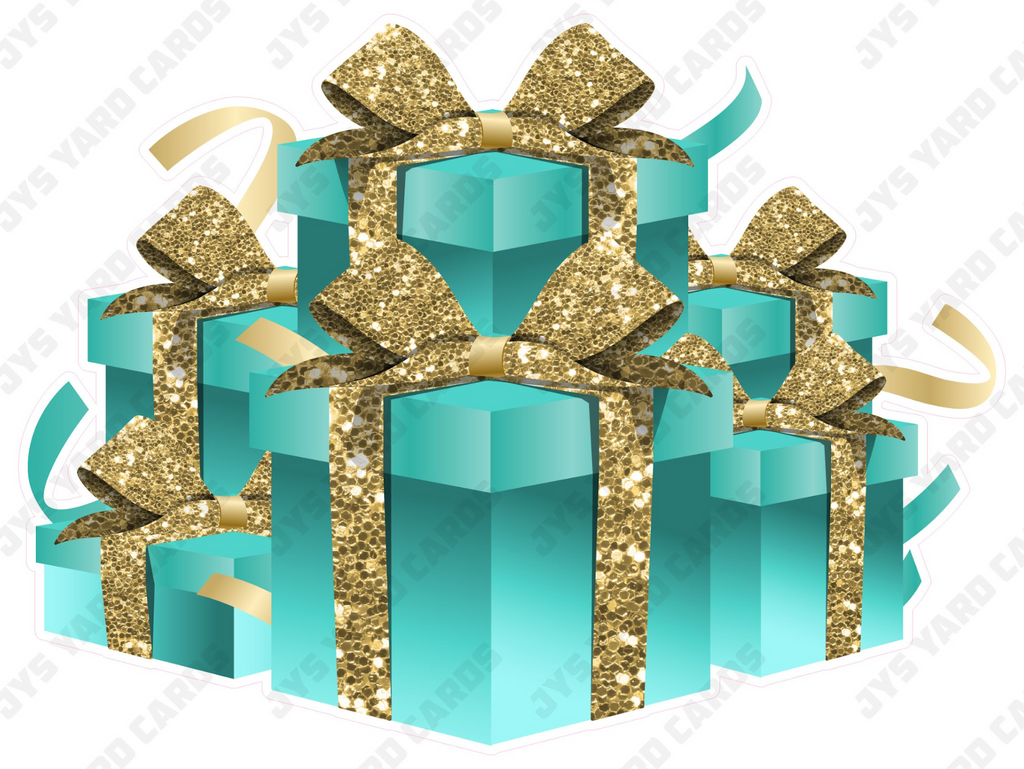 GIFT BOX BUNDLE: TEAL & GOLD - Yard Card Signs by JYS International