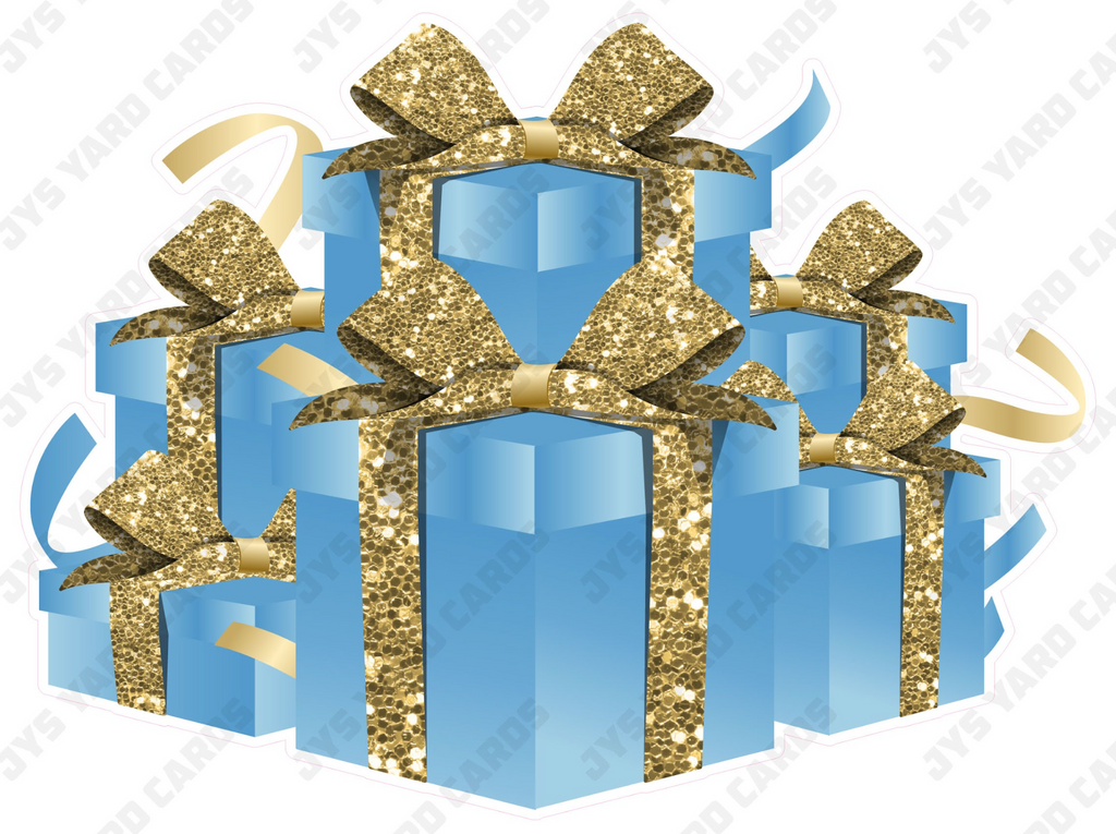 GIFT BOX BUNDLE: LIGHT BLUE & GOLD - Yard Card Signs by JYS International