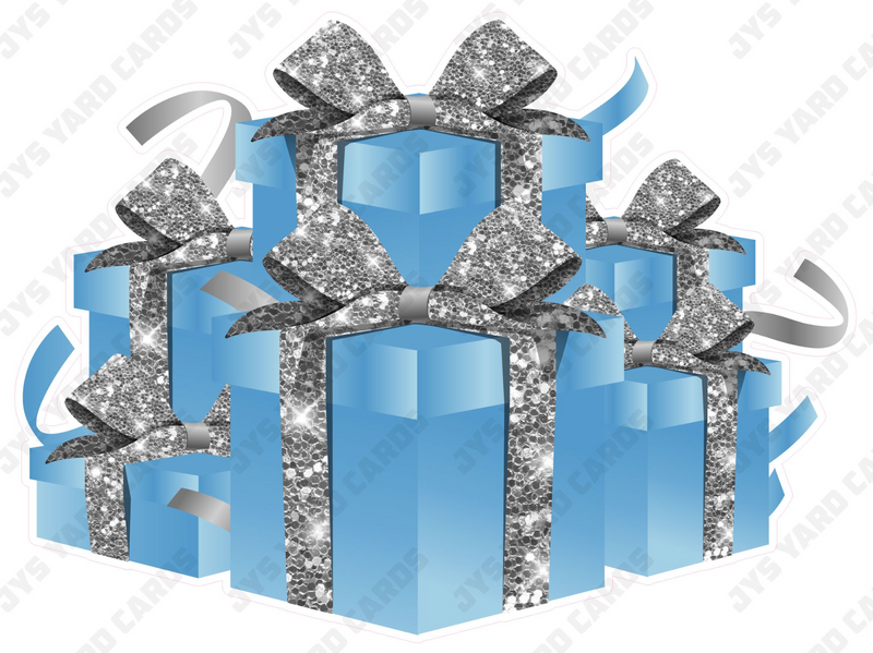 GIFT BOX BUNDLE: LIGHT BLUE & SILVER - Yard Card Signs by JYS International