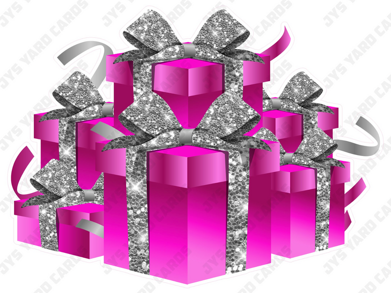 GIFT BOX BUNDLE: HOT PINK & SILVER - Yard Card Signs by JYS International