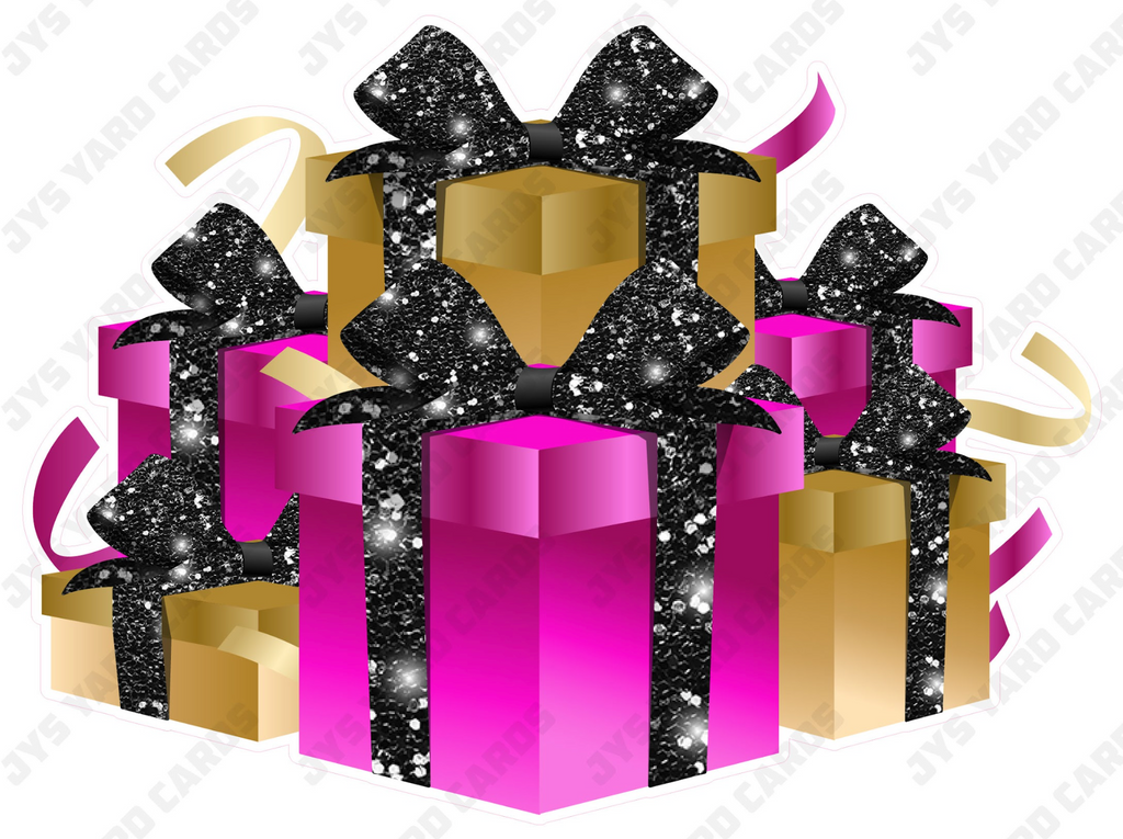 GIFT BOX BUNDLE: HOT PINK, BLACK & GOLD - Yard Card Signs by JYS International