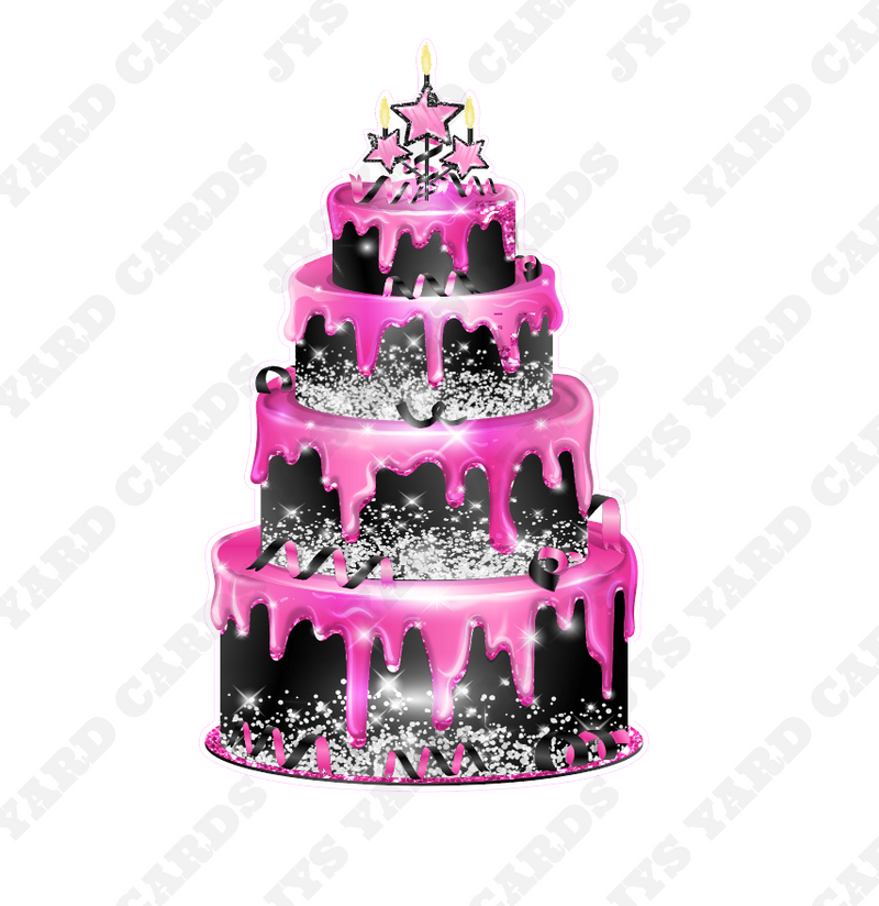 JAZZY CAKE: PINK & BLACK - Yard Card Signs by JYS International