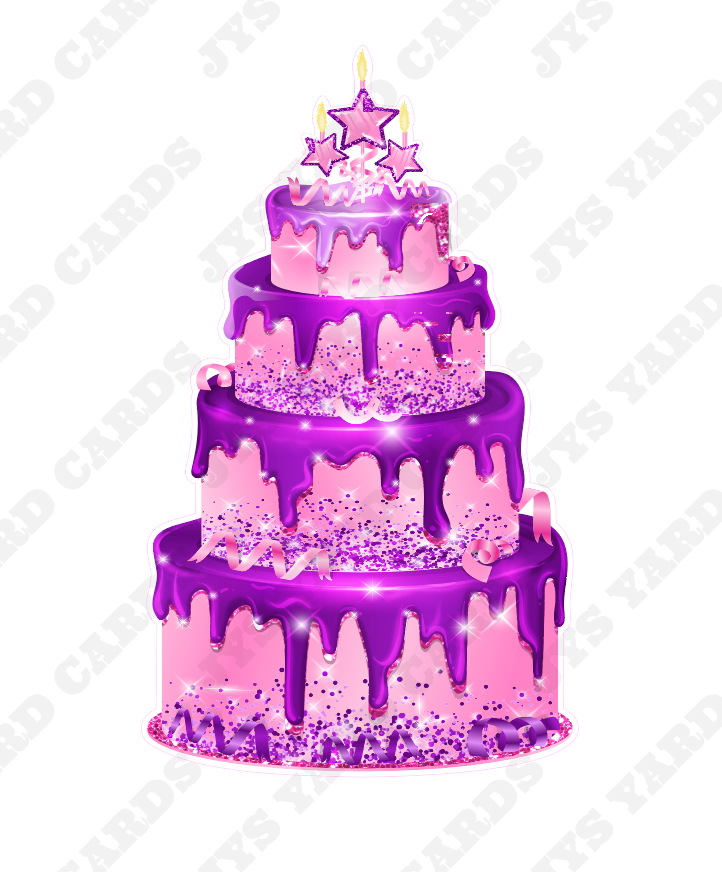 JAZZY CAKE: PINK & PURPLE - Yard Card Signs by JYS International