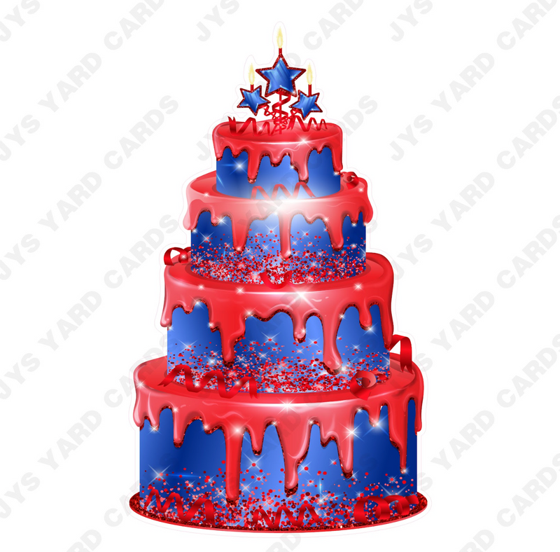 JAZZY CAKE: BLUE & RED - Yard Card Signs by JYS International