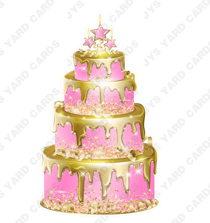 JAZZY CAKE: PINK & GOLD - Yard Card Signs by JYS International