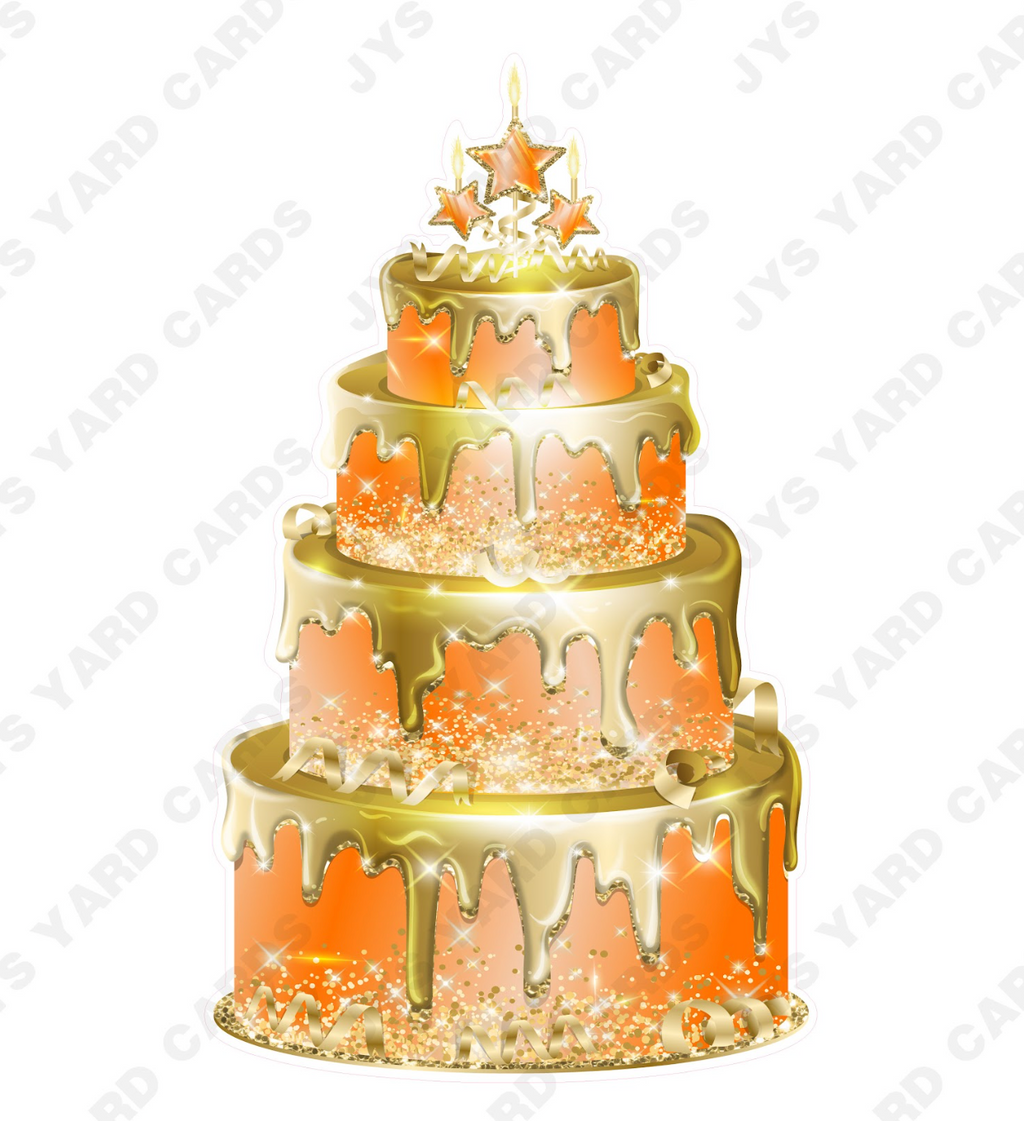 JAZZY CAKE: ORANGE & GOLD - Yard Card Signs by JYS International