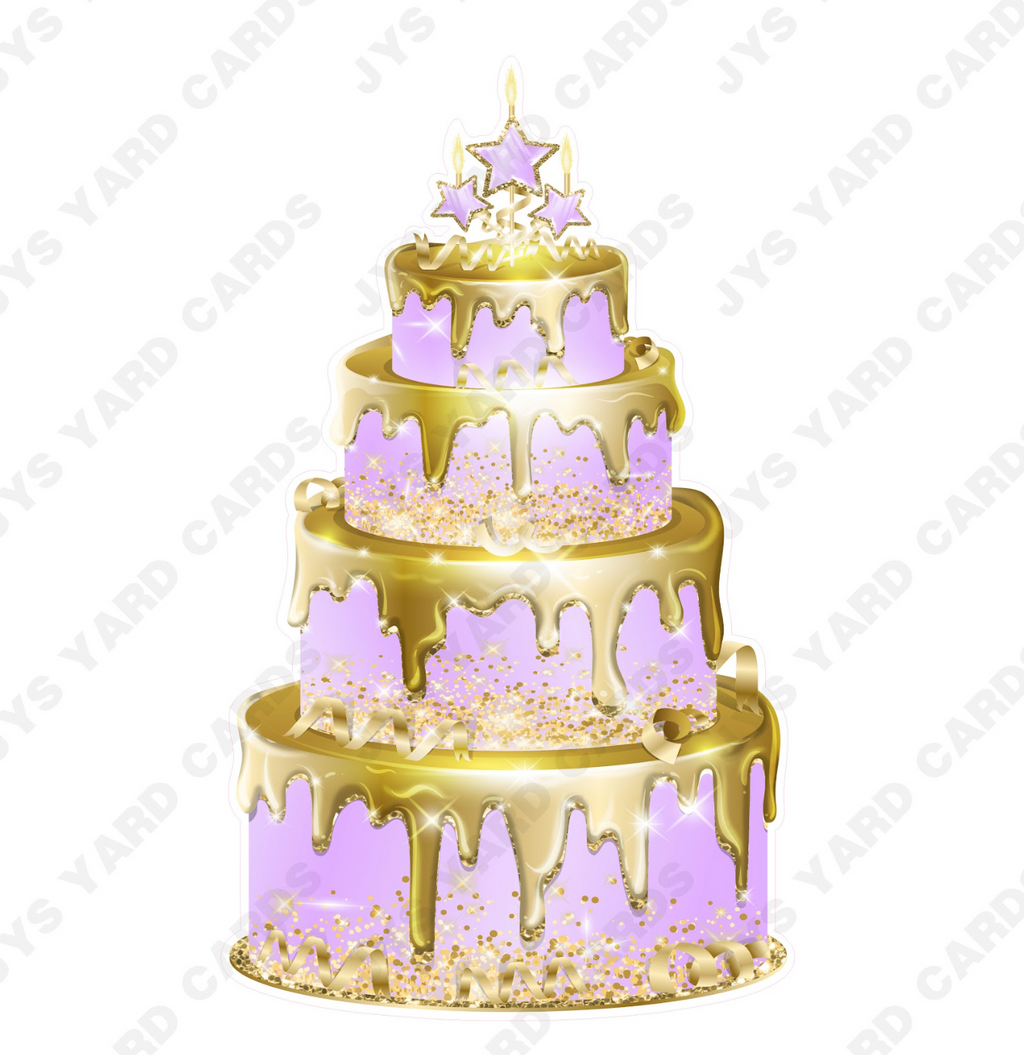 JAZZY CAKE: LIGHT PURPLE & GOLD - Yard Card Signs by JYS International