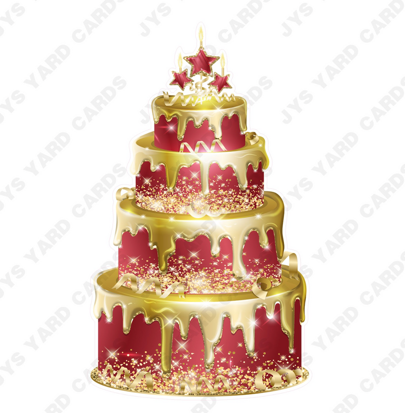 JAZZY CAKE: BURGUNDY & GOLD - Yard Card Signs by JYS International