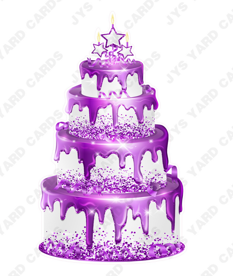 JAZZY CAKE: WHITE & PURPLE - Yard Card Signs by JYS International