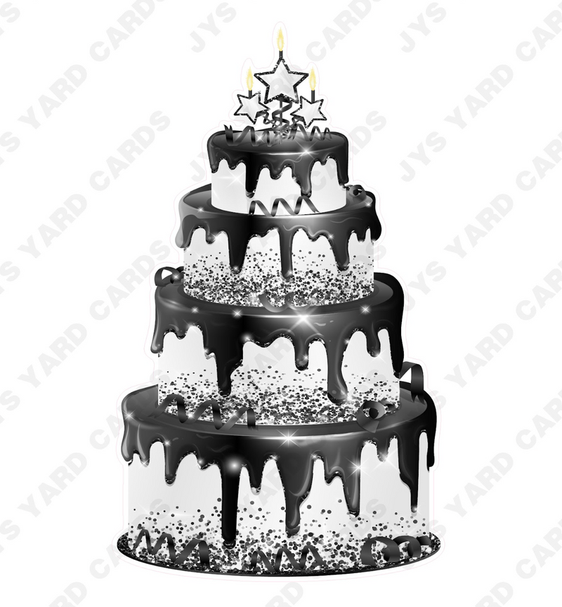 JAZZY CAKE: WHITE & BLACK - Yard Card Signs by JYS International