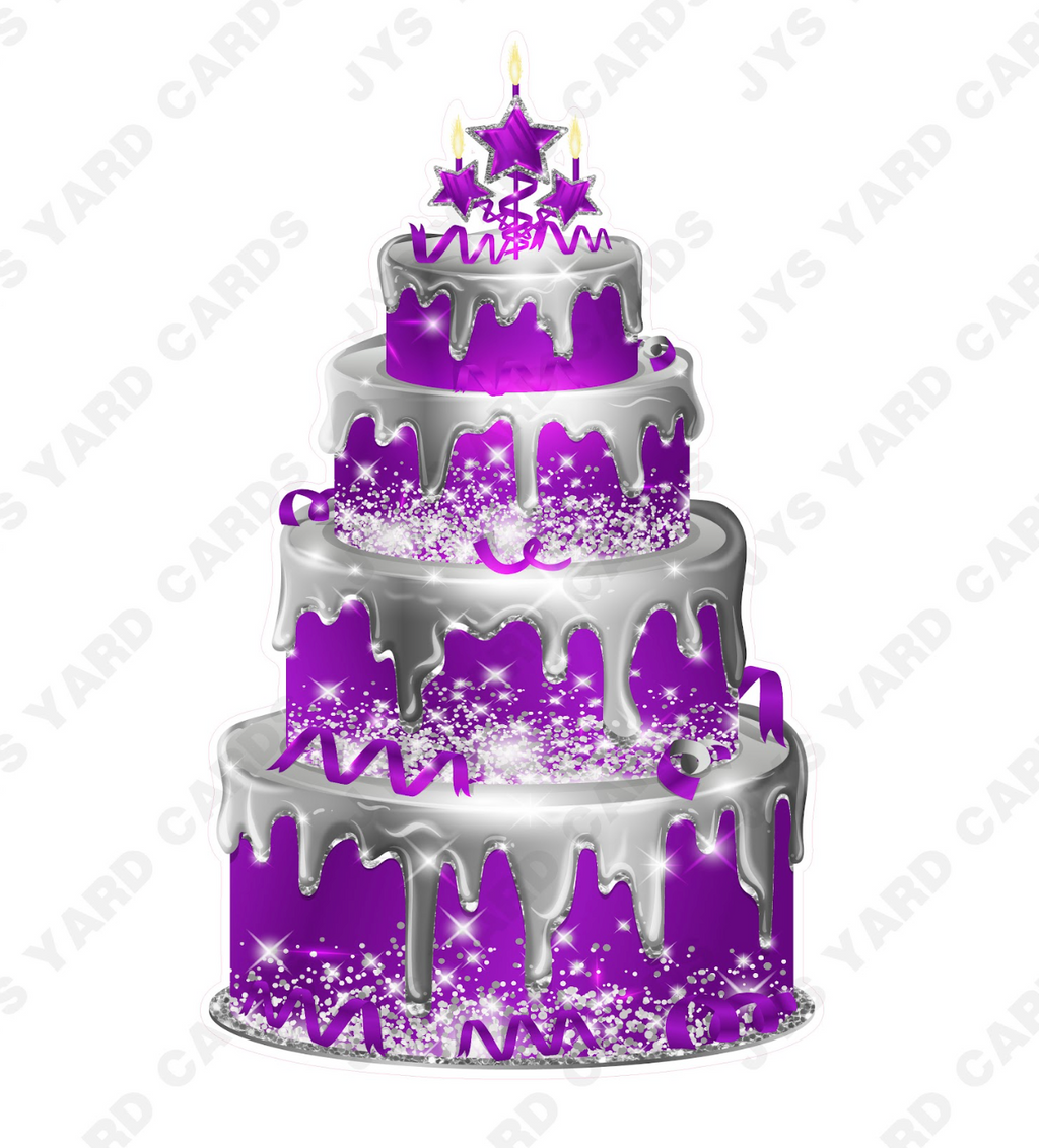 JAZZY CAKE: SILVER & PURPLE - Yard Card Signs by JYS International