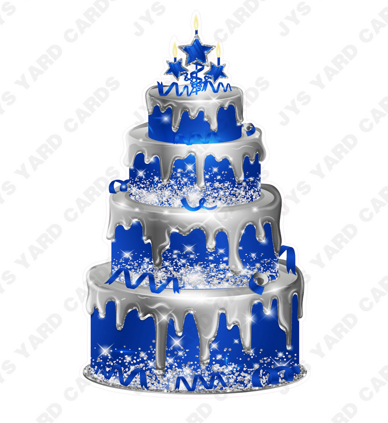 JAZZY CAKE: SILVER & BLUE - Yard Card Signs by JYS International