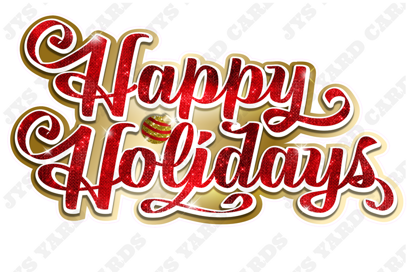 HAPPY HOLIDAYS CENTERPIECE: RED & GOLD - Yard Card Signs by JYS International