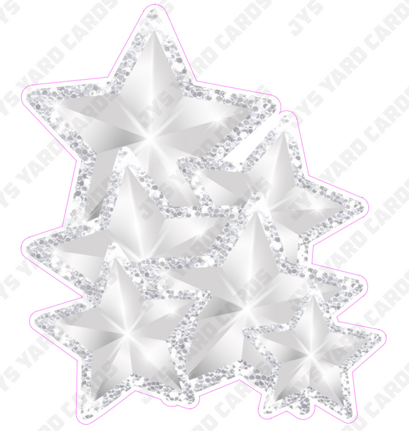 CELEBRATION STARS BUNDLES: WHITE - Yard Card Signs by JYS International