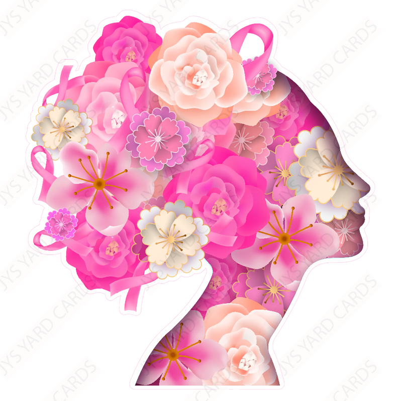 BREAST CANCER FLOWER WOMAN - Yard Card Signs by JYS International