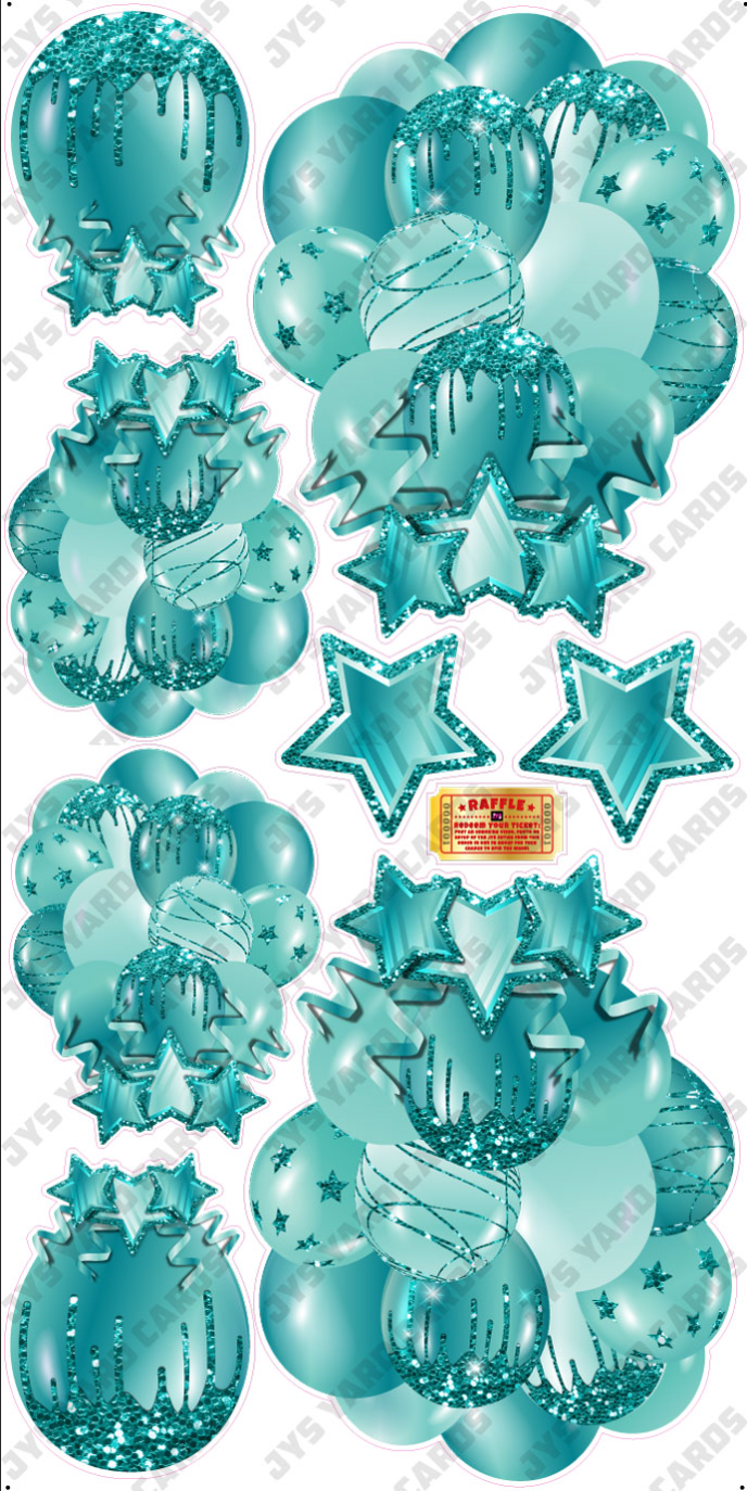 JAZZY BALLOONS: SOLID TEAL - Yard Card Signs by JYS International