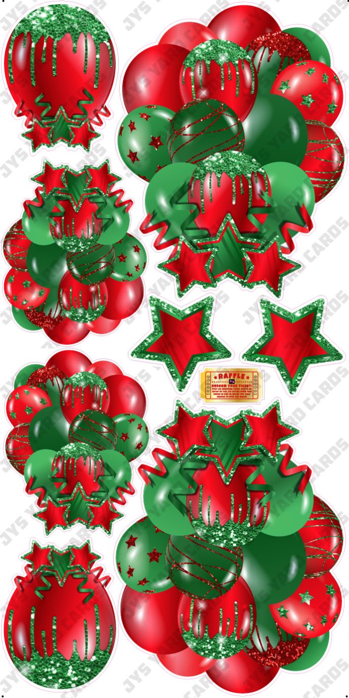 JAZZY BALLOONS: SOLID RED & GREEN - Yard Card Signs by JYS International