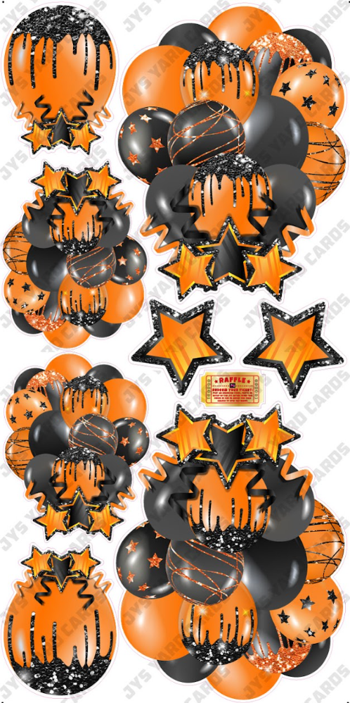 JAZZY BALLOONS: SOLID ORANGE & BLACK - Yard Card Signs by JYS International