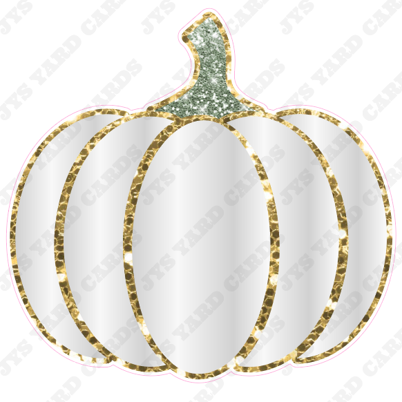 WHITE PUMPKIN W/ GOLD GLITTER - Yard Card Signs by JYS International