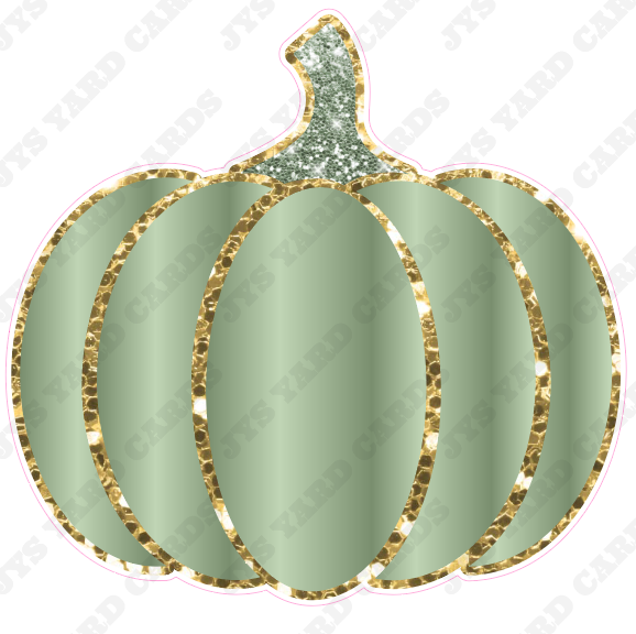 SAGE PUMPKIN W/ GOLD GLITTER - Yard Card Signs by JYS International