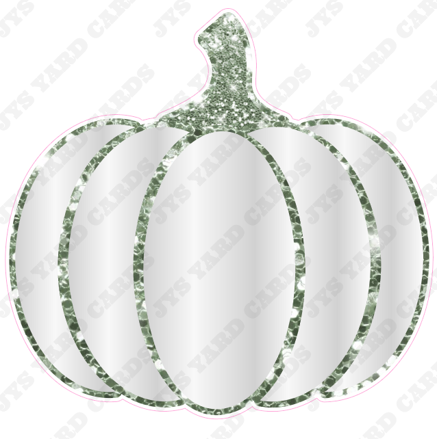 WHITE PUMPKIN W/ SAGE GLITTER - Yard Card Signs by JYS International