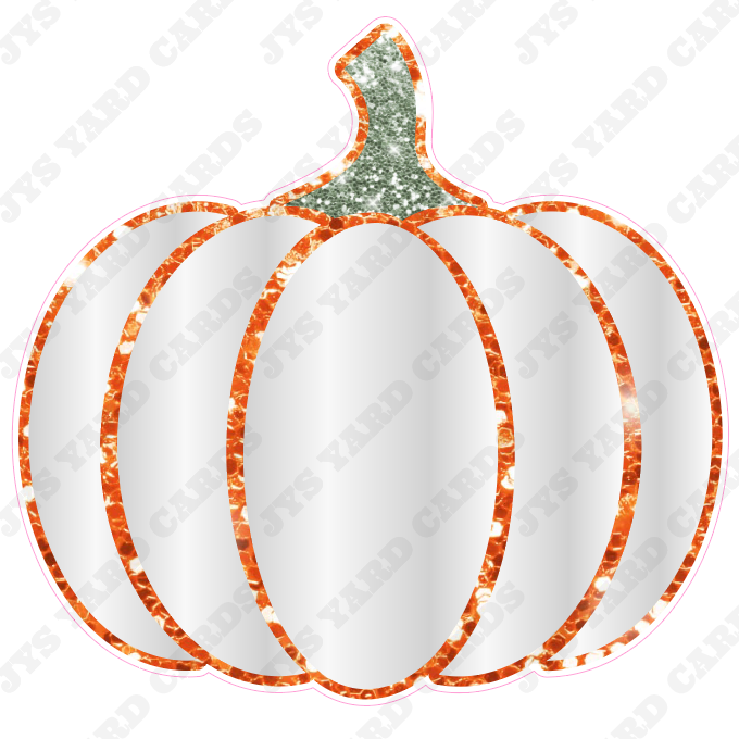 WHITE PUMPKIN W/ ORANGE GLITTER - Yard Card Signs by JYS International