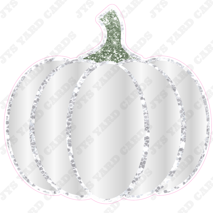 WHITE PUMPKIN W/ WHITE GLITTER - Yard Card Signs by JYS International