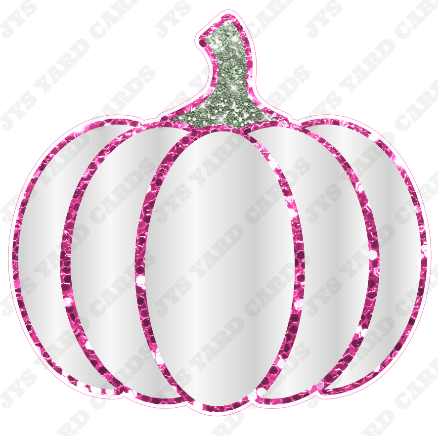 WHITE PUMPKIN W/ PINK GLITTER - Yard Card Signs by JYS International