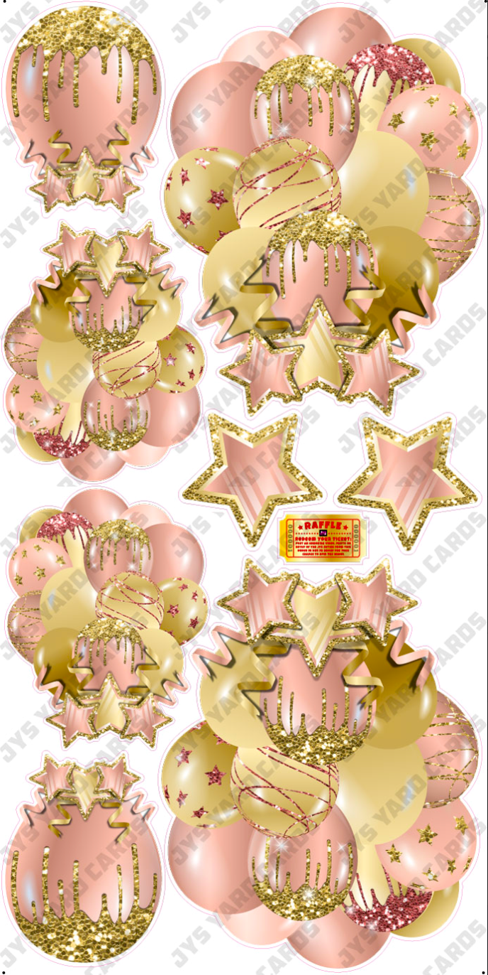 JAZZY BALLOONS: SOLID ROSE GOLD & GOLD - Yard Card Signs by JYS International