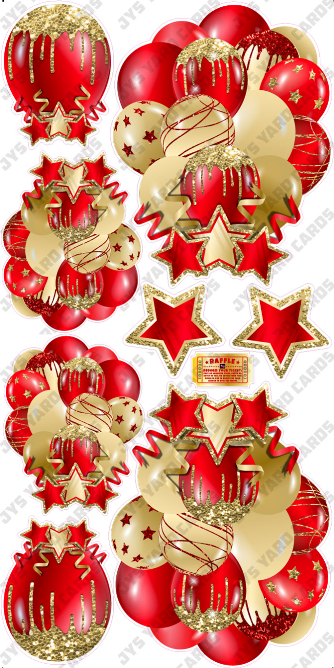 JAZZY BALLOONS: SOLID RED & GOLD - Yard Card Signs by JYS International