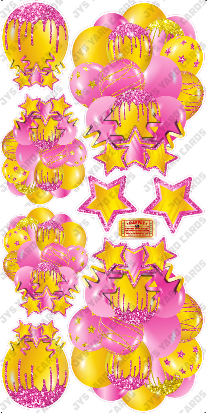 JAZZY BALLOONS: SOLID PINK & YELLOW - Yard Card Signs by JYS International