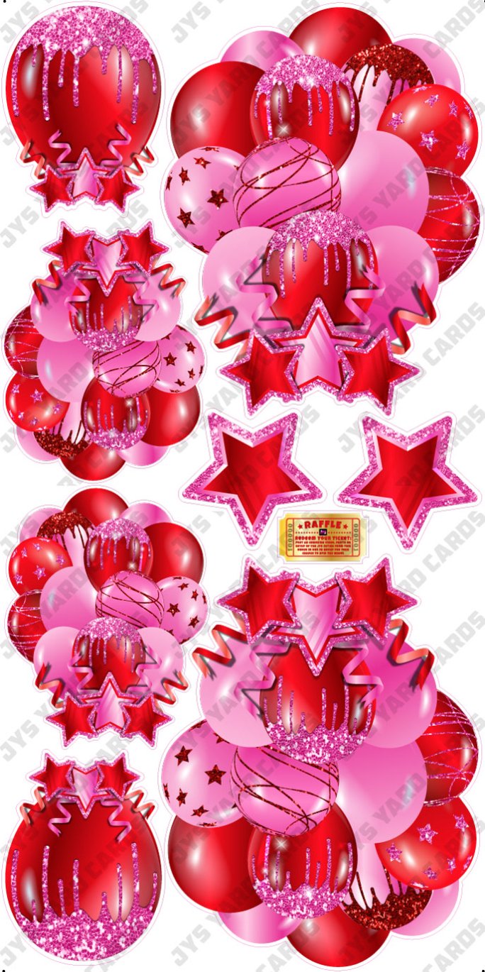 JAZZY BALLOONS: SOLID PINK & RED - Yard Card Signs by JYS International