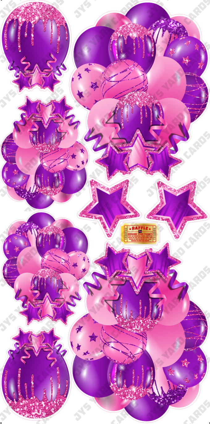 JAZZY BALLOONS: SOLID PINK & PURPLE - Yard Card Signs by JYS International