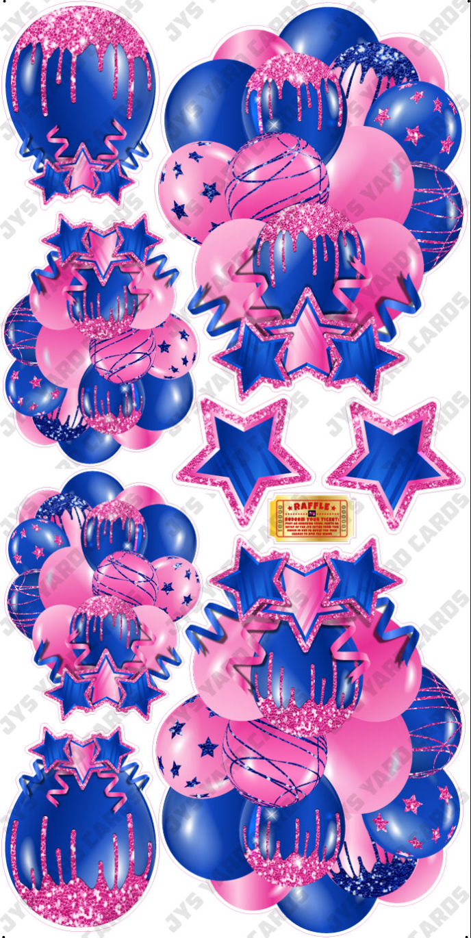 JAZZY BALLOONS: SOLID PINK & BLUE - Yard Card Signs by JYS International