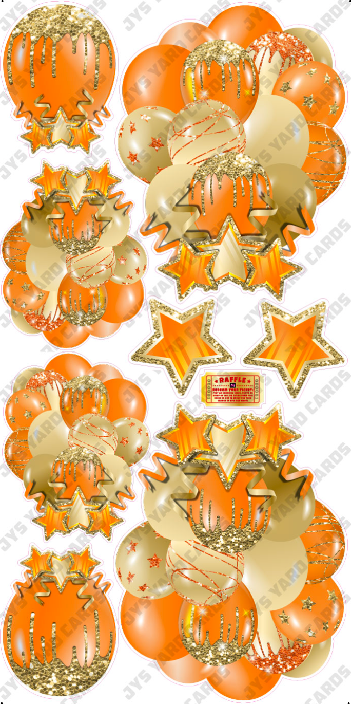 JAZZY BALLOONS: SOLID ORANGE & GOLD - Yard Card Signs by JYS International