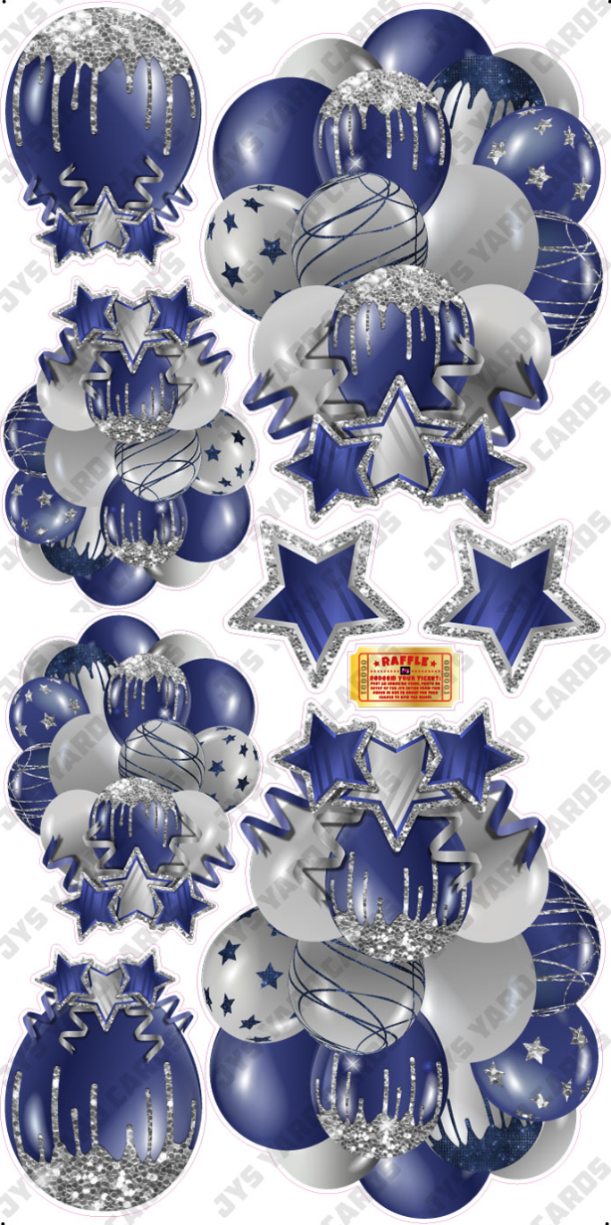 JAZZY BALLOONS: SOLID NAVY & SILVER - Yard Card Signs by JYS International