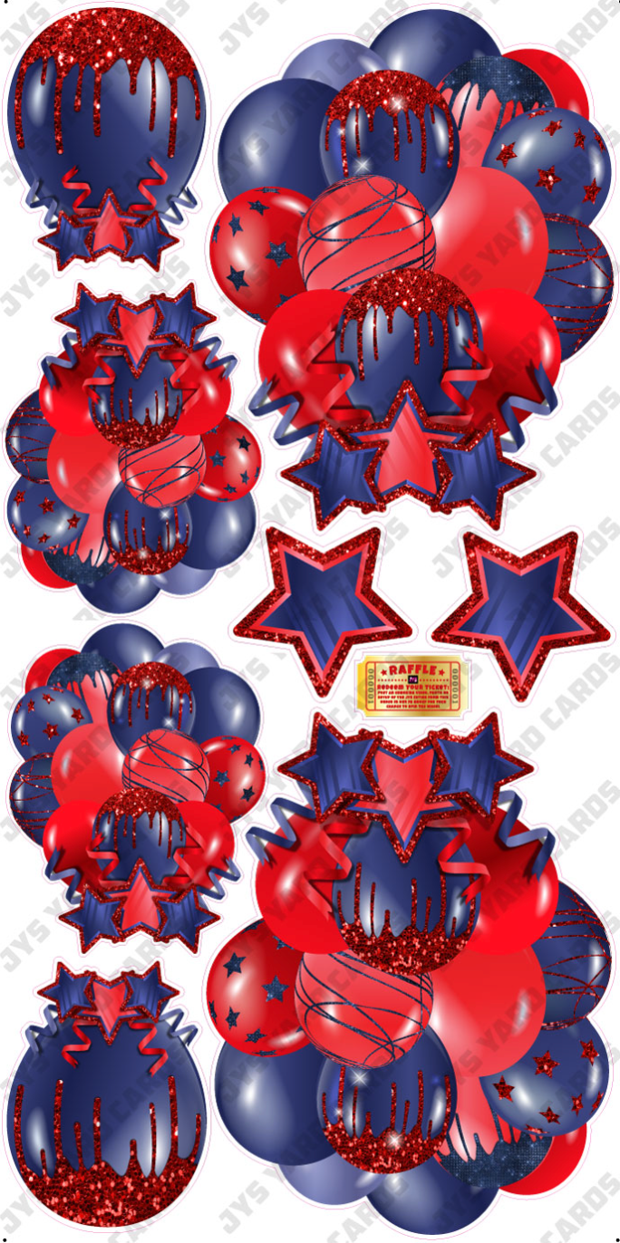 JAZZY BALLOONS: SOLID NAVY & RED - Yard Card Signs by JYS International