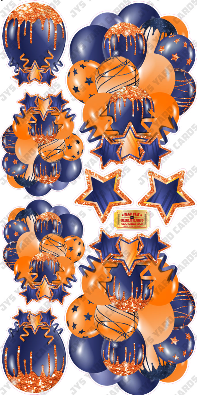 JAZZY BALLOONS: SOLID NAVY & ORANGE - Yard Card Signs by JYS International