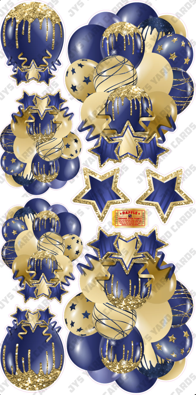 JAZZY BALLOONS: SOLID NAVY & GOLD - Yard Card Signs by JYS International