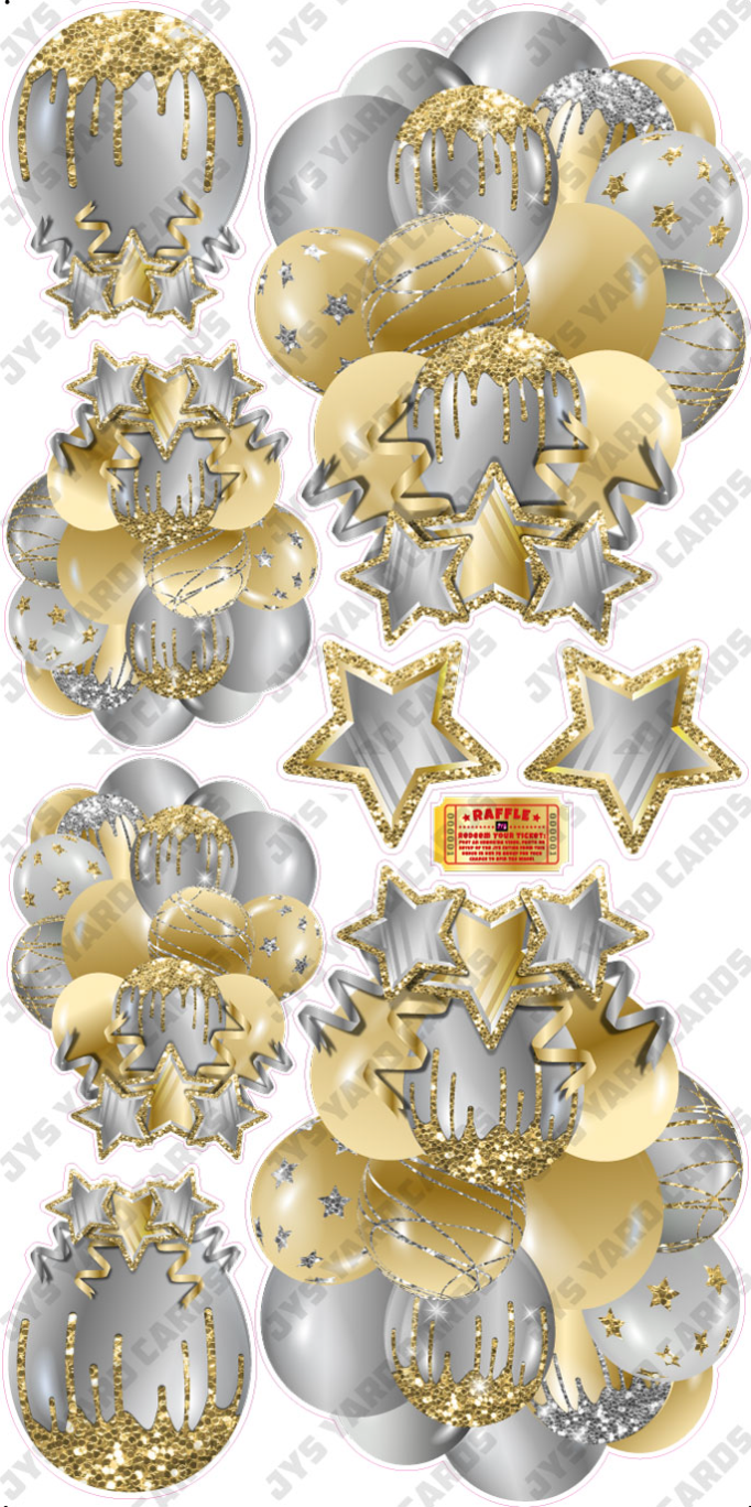 JAZZY BALLOONS: SOLID GOLD & SILVER - Yard Card Signs by JYS International