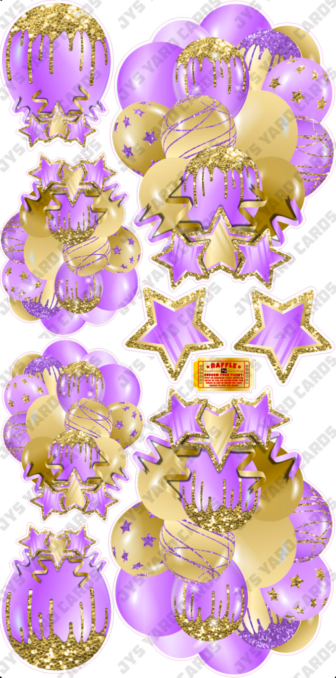 JAZZY BALLOONS: SOLID LIGHT PURPLE & GOLD - Yard Card Signs by JYS International