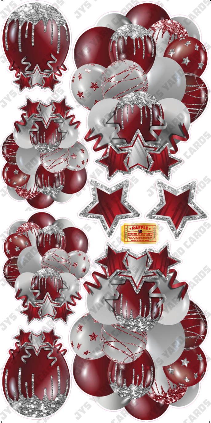 JAZZY BALLOONS: SOLID BURGUNDY & SILVER - Yard Card Signs by JYS International