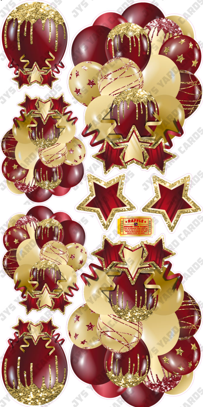 JAZZY BALLOONS: SOLID BURGUNDY & GOLD - Yard Card Signs by JYS International