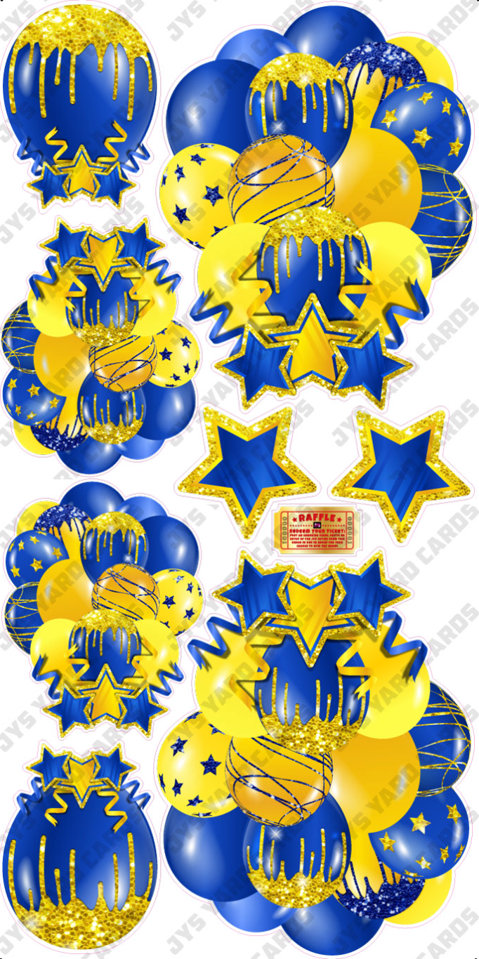 JAZZY BALLOONS: SOLID BLUE & YELLOW - Yard Card Signs by JYS International