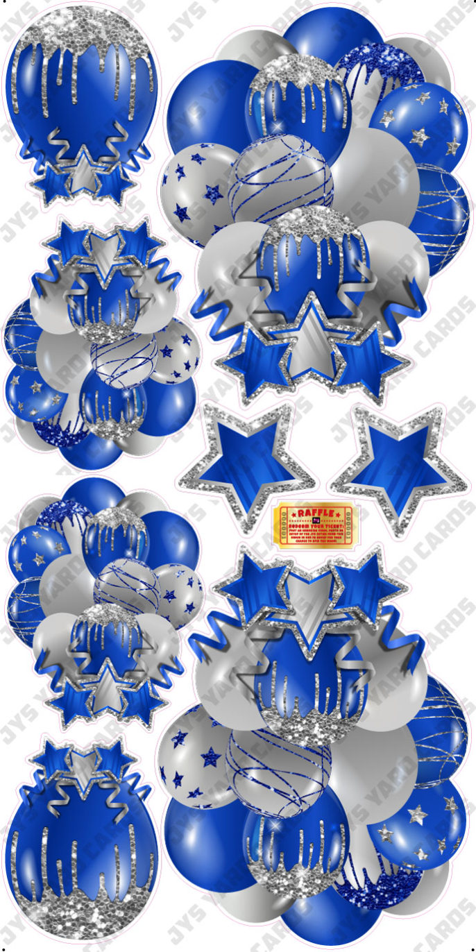 JAZZY BALLOONS: SOLID BLUE & SILVER - Yard Card Signs by JYS International