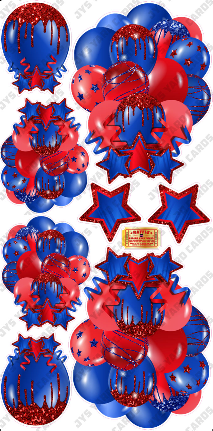 JAZZY BALLOONS: SOLID BLUE & RED - Yard Card Signs by JYS International