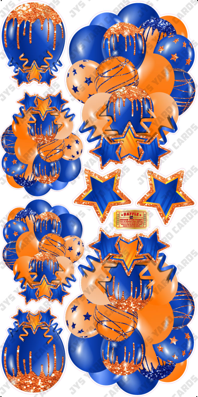 JAZZY BALLOONS: SOLID BLUE & ORANGE - Yard Card Signs by JYS International