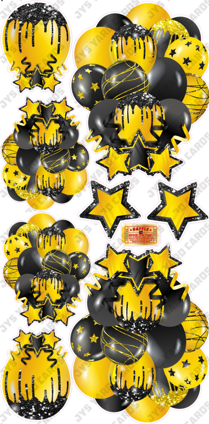 JAZZY BALLOONS: SOLID YELLOW & BLACK - Yard Card Signs by JYS International