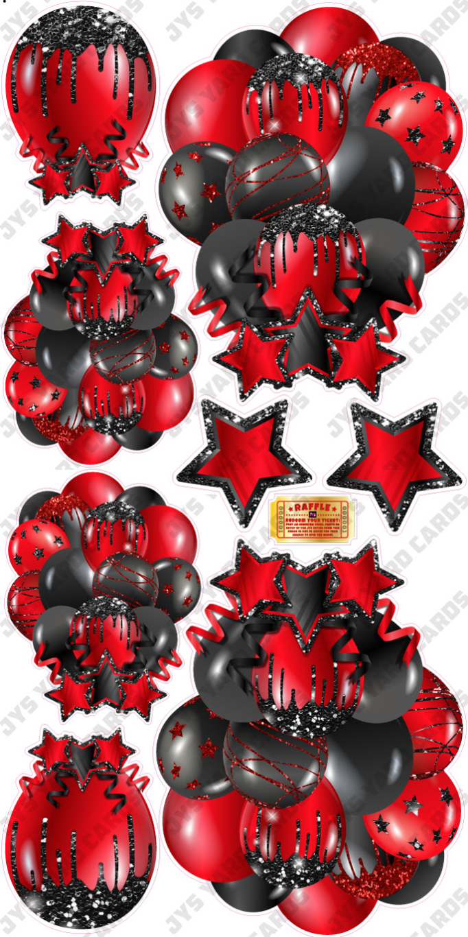 JAZZY BALLOONS: SOLID BLACK & RED - Yard Card Signs by JYS International