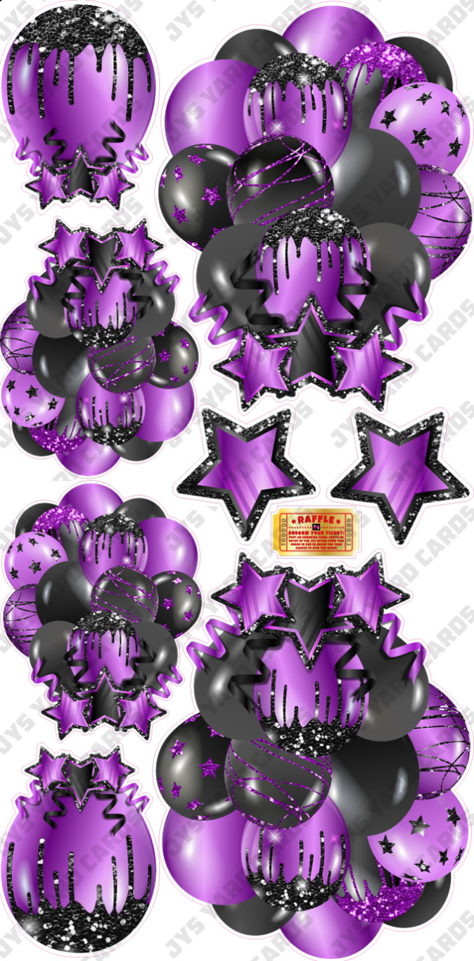 JAZZY BALLOONS: SOLID BLACK & PURPLE - Yard Card Signs by JYS International